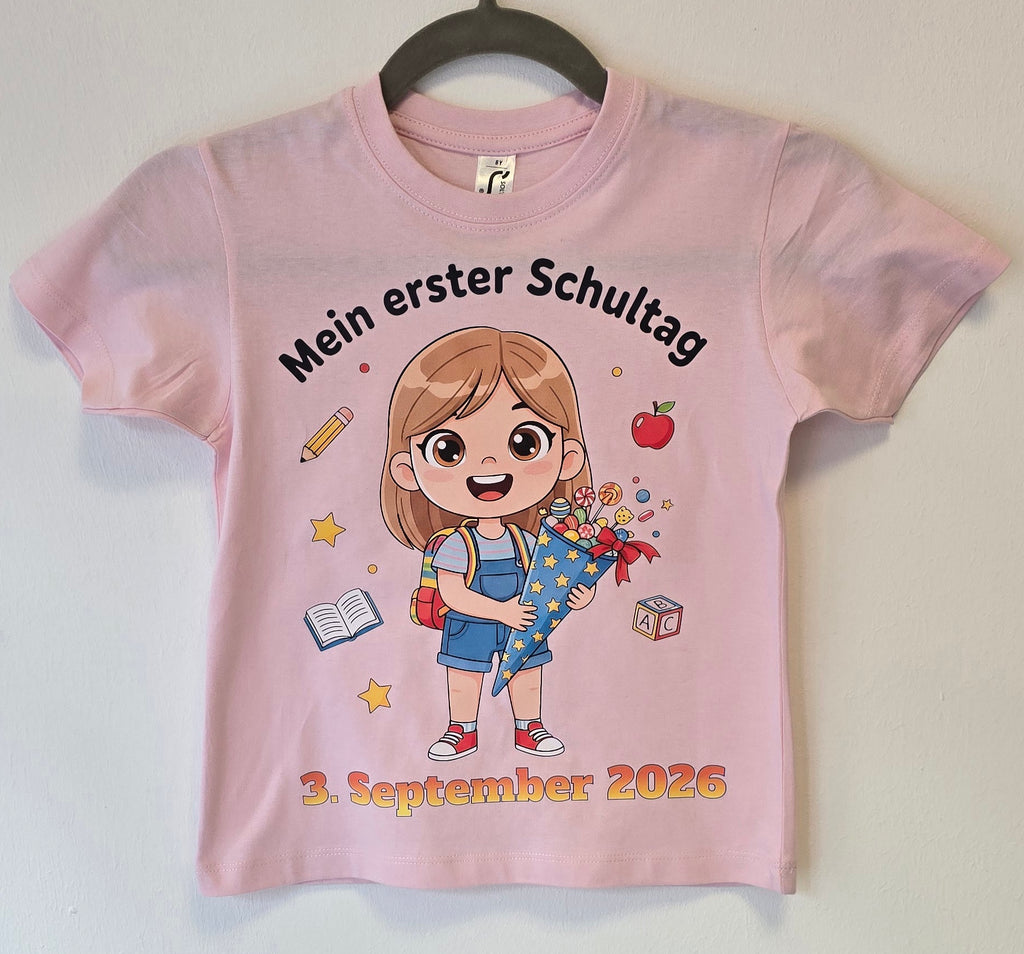 Schulanfang T-Shirt Mädchen – Personalisiert mit Name & Datum