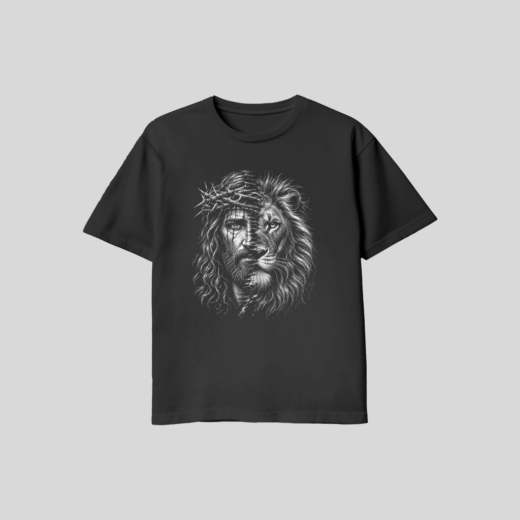 Jesus & Löwe – Kraftvolles Motto T-Shirt
