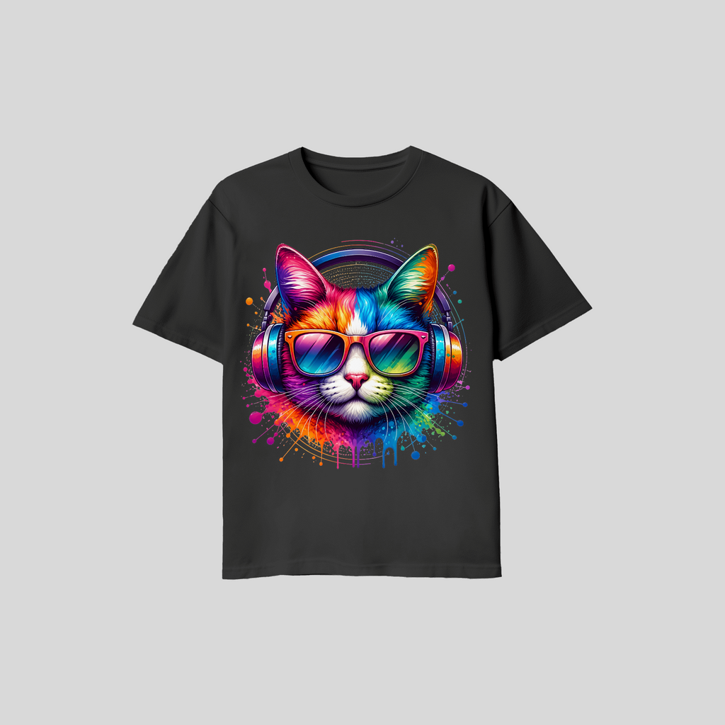 Motto T-Shirt Music Cat – Lustiges Katzen-Shirt für Musikliebhaber