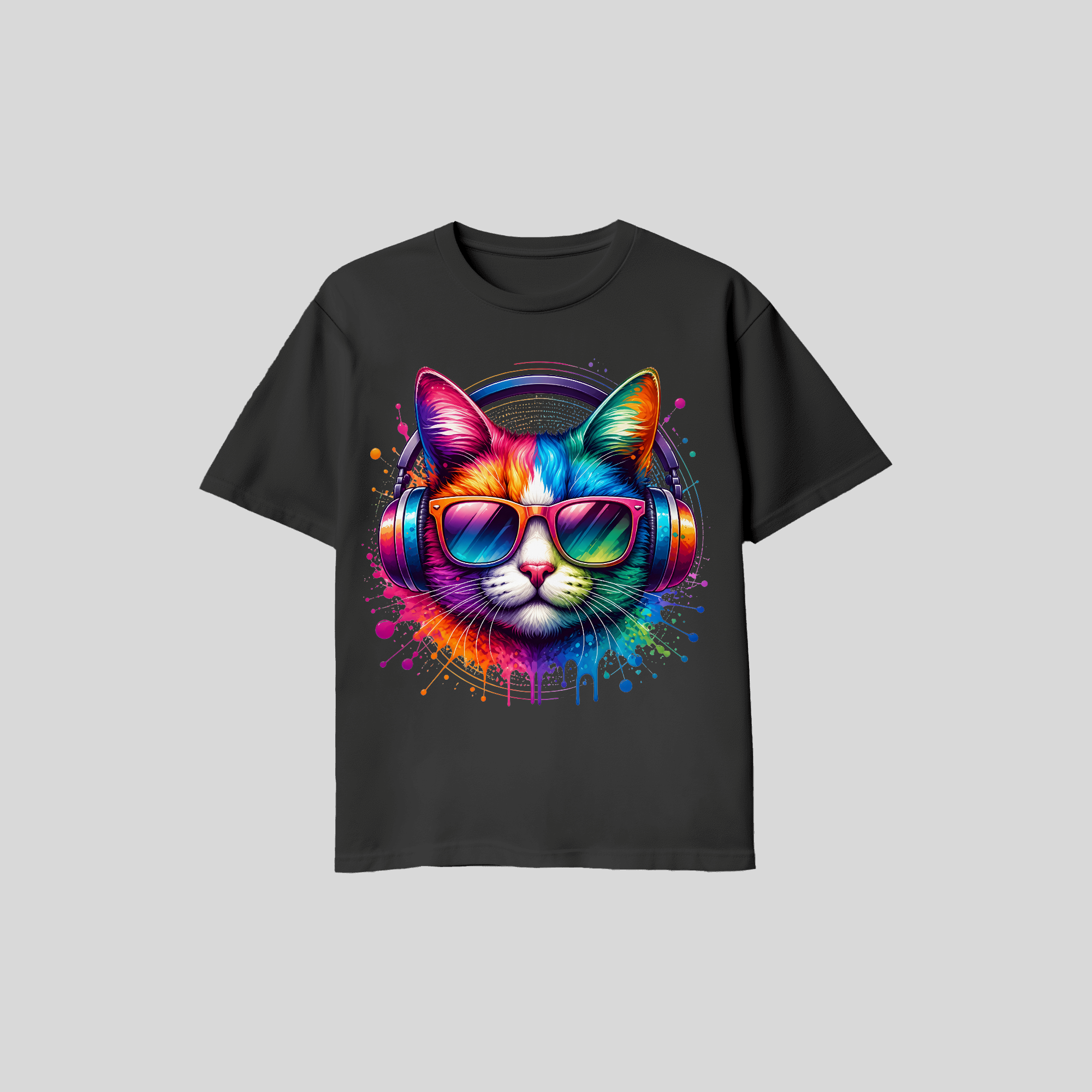 Motto T-Shirt Music Cat – Lustiges Katzen-Shirt für Musikliebhaber