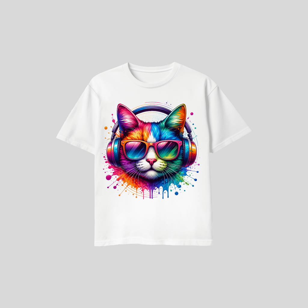 Motto T-Shirt Music Cat – Lustiges Katzen-Shirt für Musikliebhaber