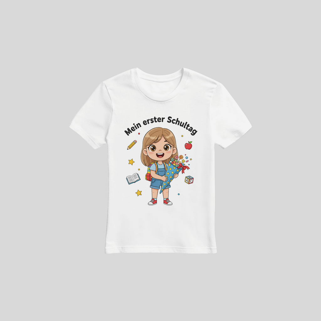 Schulanfang T-Shirt Mädchen – Personalisiert mit Name & Datum