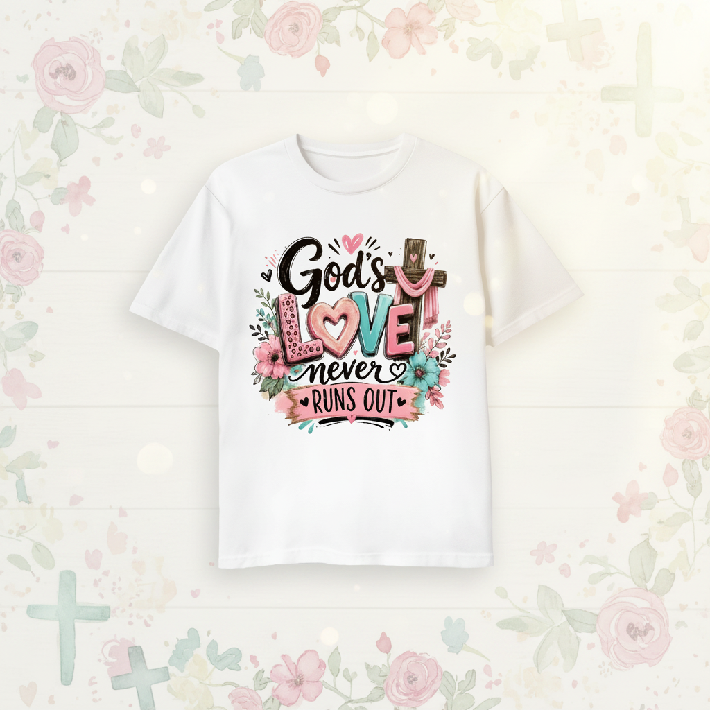 God's Love – T-Shirt mit Hintergrund