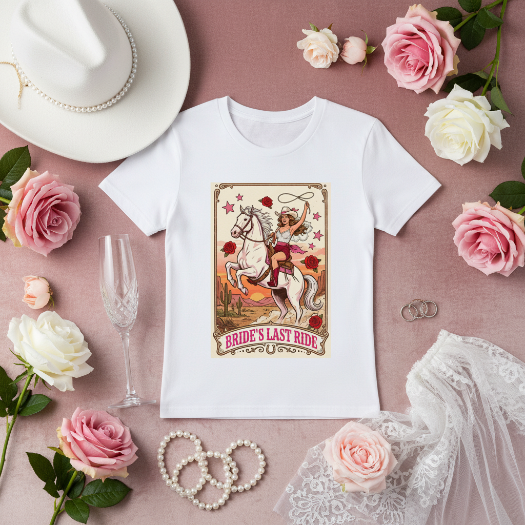 JGA Braut Bride's Last Ride T-Shirt Lifestyle Werbebild | HV Digitaldruck