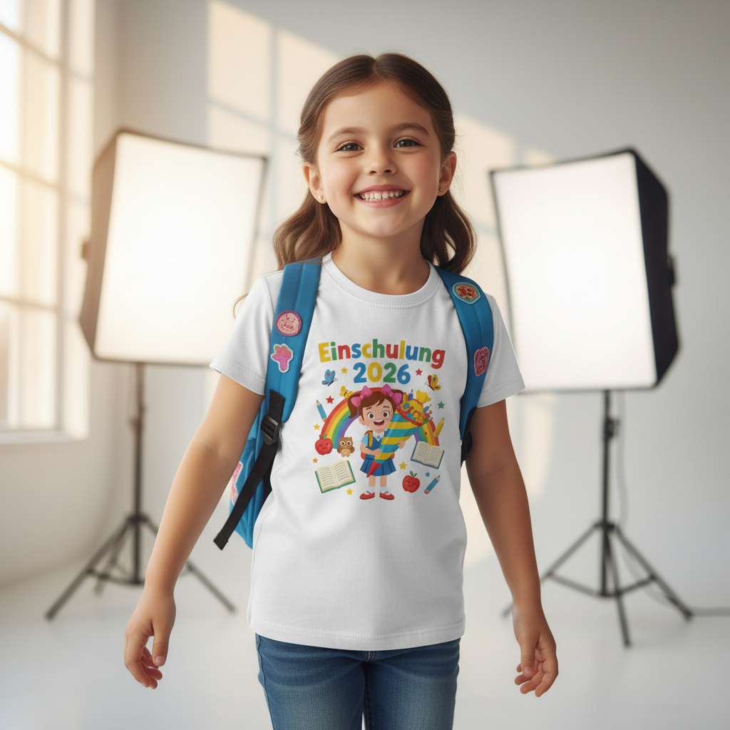 Einschulung Shirt für Mädchen – personalisiert mit Name & Datum