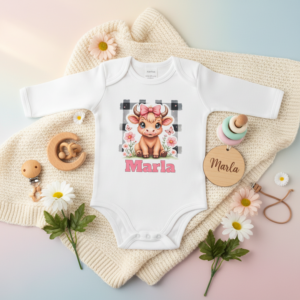 Baby Body Mädchen Kuh-Motiv Lifestyle Werbebild | HV Digitaldruck