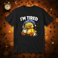 Müde Ente I'm Tired – schwarzes T-Shirt mit Hintergrund