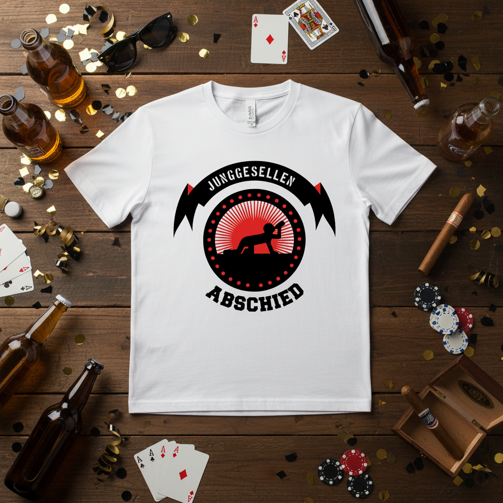 JGA Bräutigam Abschied T-Shirt Lifestyle Werbebild | HV Digitaldruck
