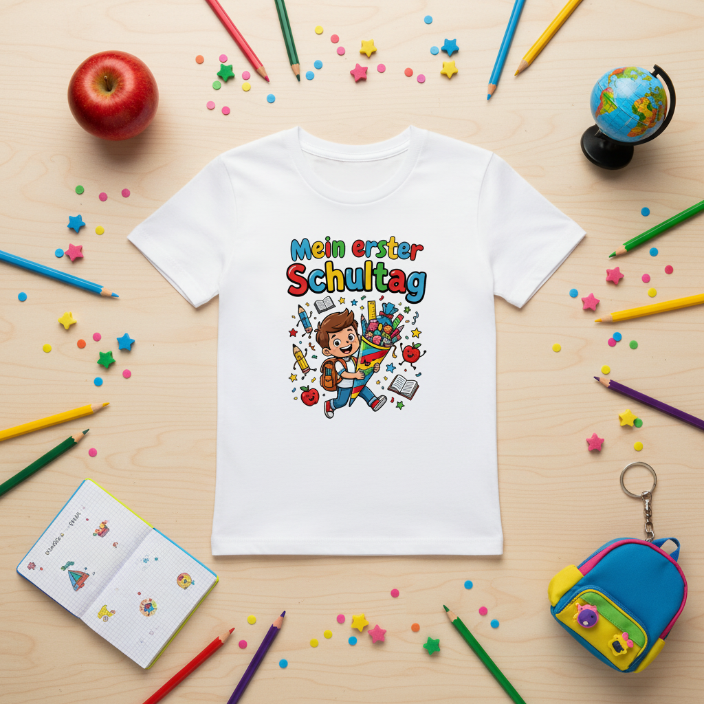 Schulanfang T-Shirt Jungen Mein erster Schultag Lifestyle Werbebild | HV Digitaldruck