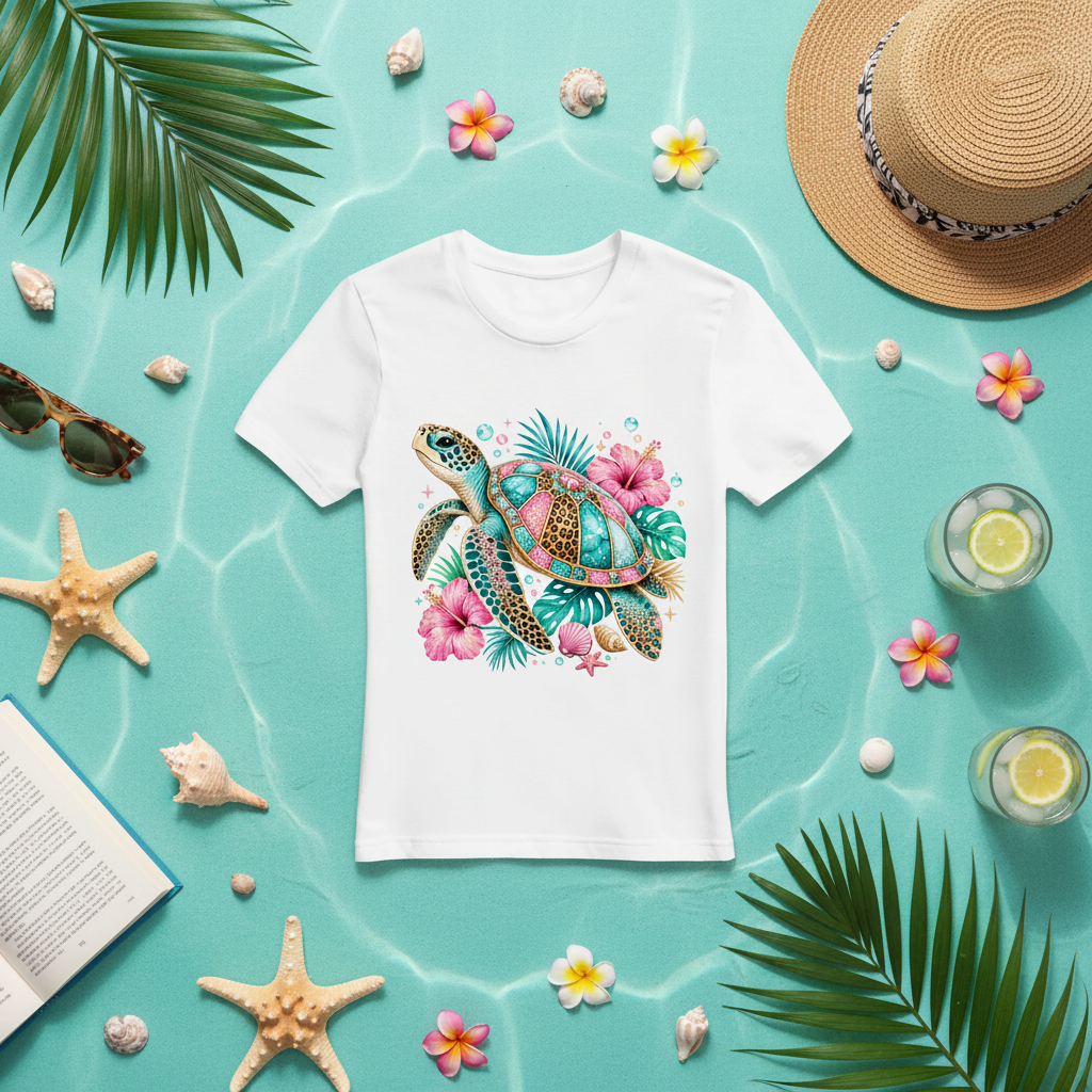 Statement T-Shirt Schildkröte Tropical Lifestyle Werbebild | HV Digitaldruck