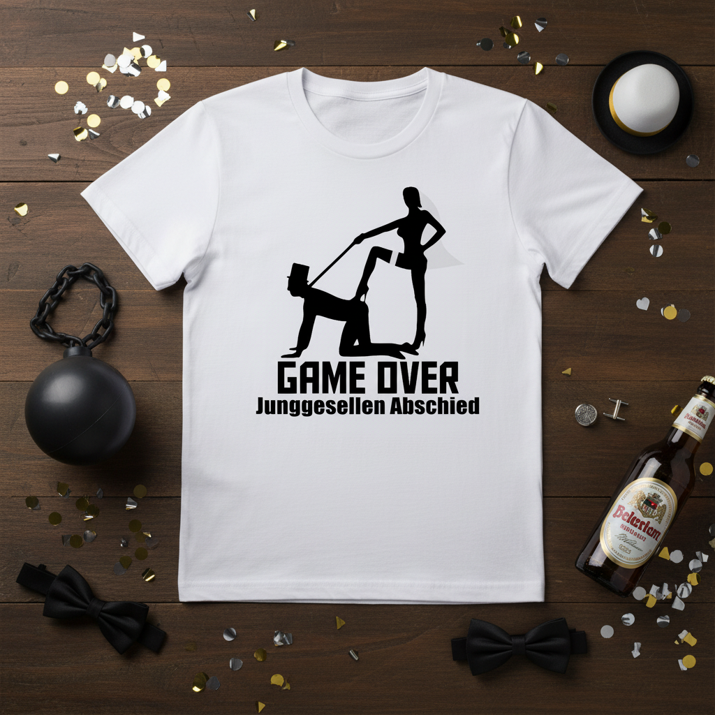 JGA Bräutigam Game Over T-Shirt Lifestyle Werbebild | HV Digitaldruck