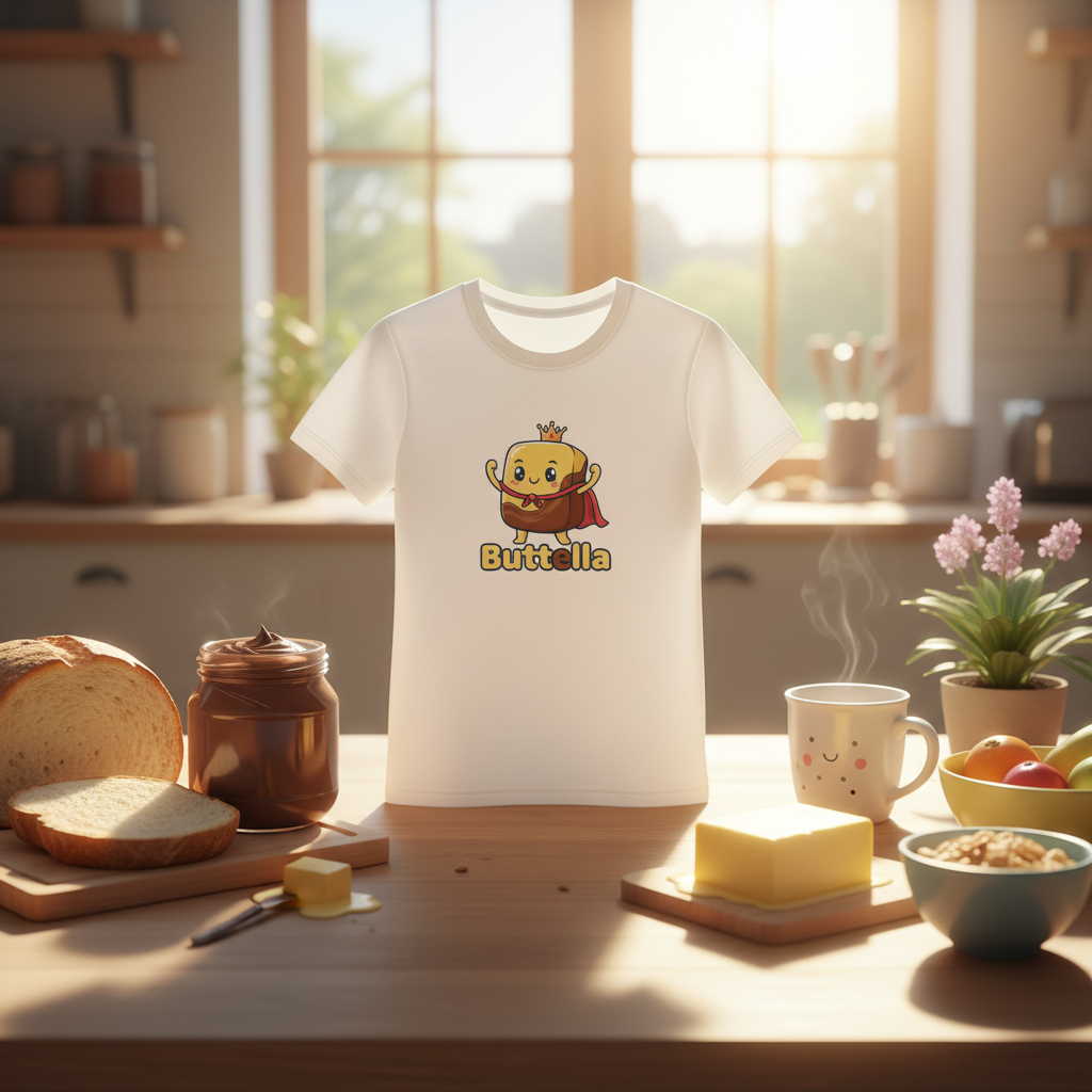 Buttella am Morgen Kinder T-Shirt Lifestyle Frühstücksbild | HV Digitaldruck