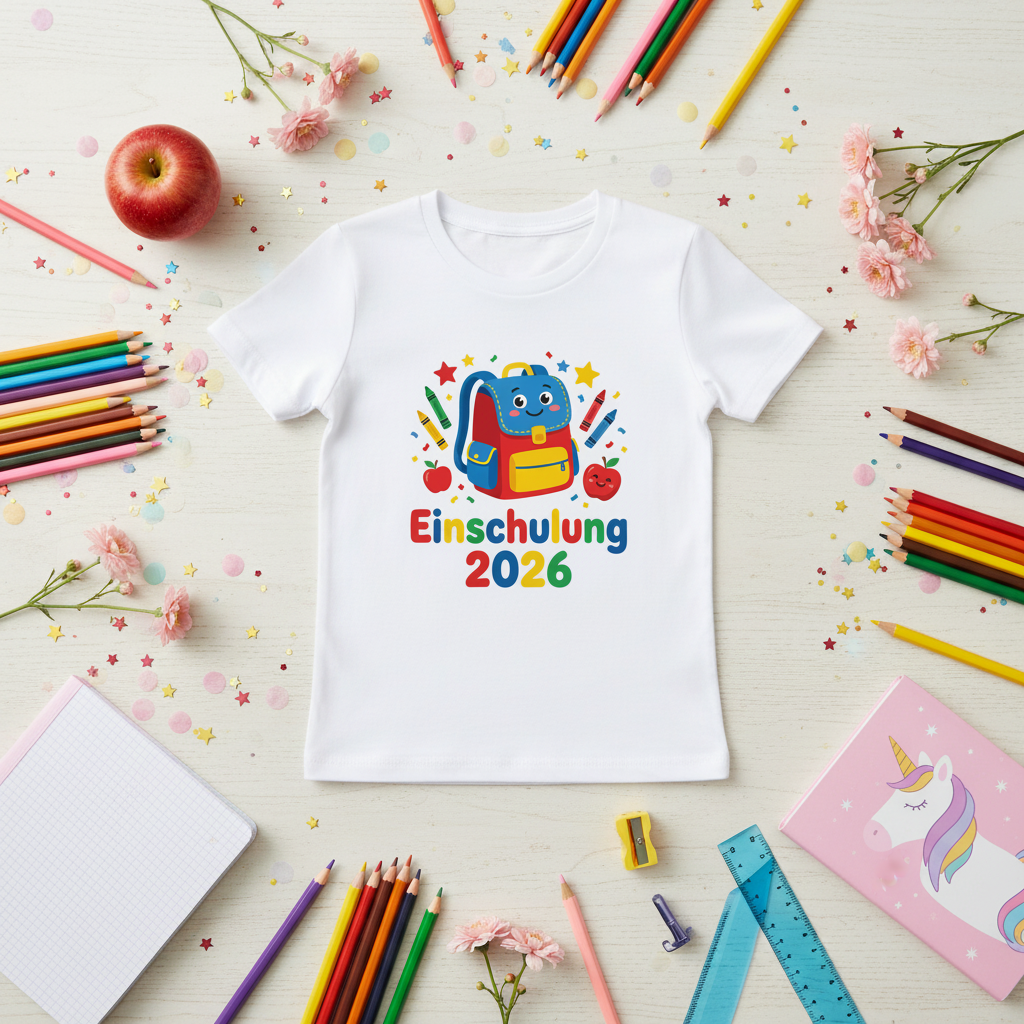 Einschulung Shirt Mädchen personalisiert Lifestyle Werbebild | HV Digitaldruck