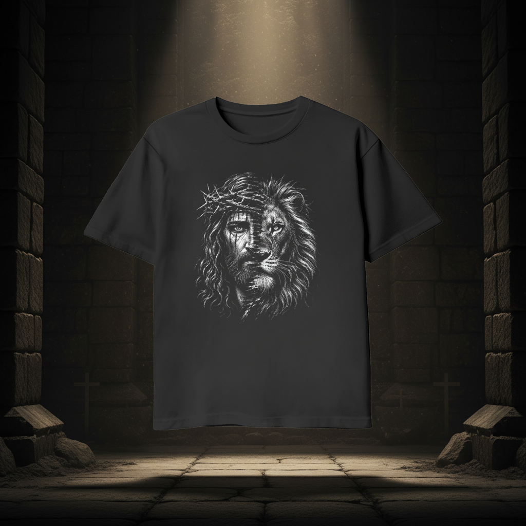 Jesus & Löwe T-Shirt mit Hintergrund