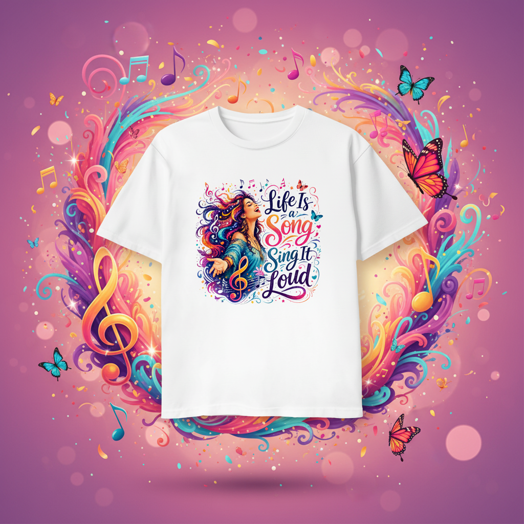 Motto T-Shirt Das Lied vom Leben mit Hintergrund