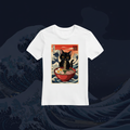 Ramen Katze T-Shirt mit japanischem Hintergrund