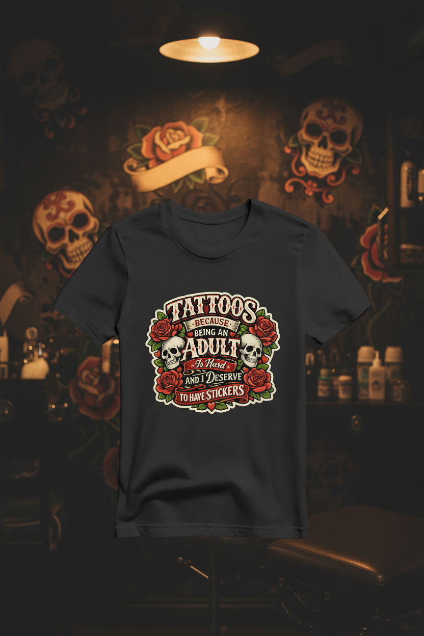 Tattoos Motto T-Shirt mit Hintergrund